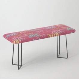 Enjoy The Colors - Colorful typography modern abstract pattern on  Terracotta Red color background  Bench