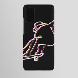 skater illustration, skateboard one liner outline drawing black Android Case