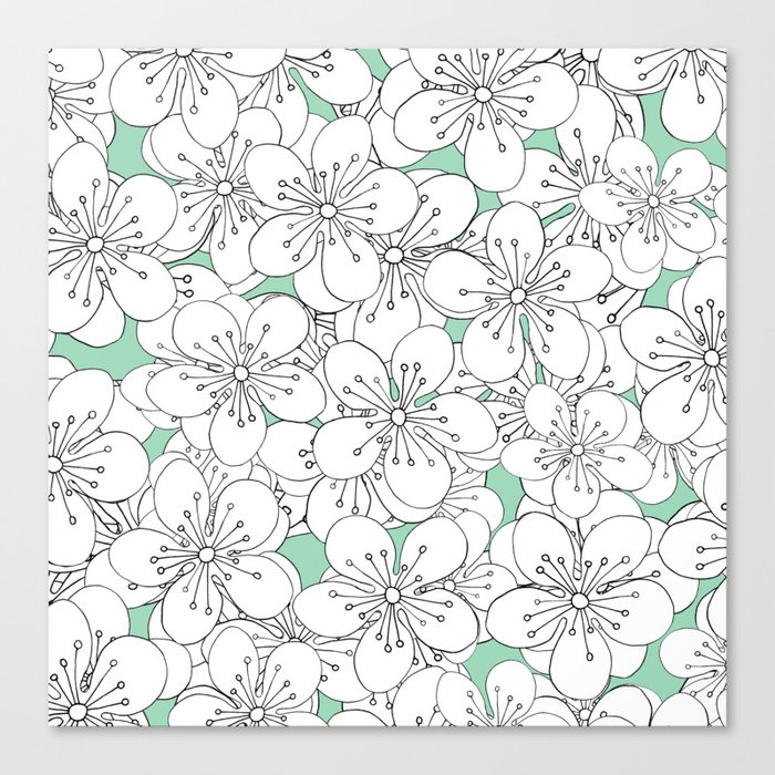 Cherry Blossom With Mint Blocks - In Memory of Mackenzie Canvas Print