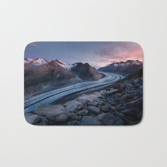 Sunset in the mountains Bath Mat
