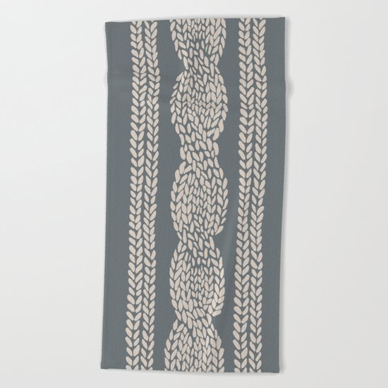 Cable Knit Grey Beach Towel