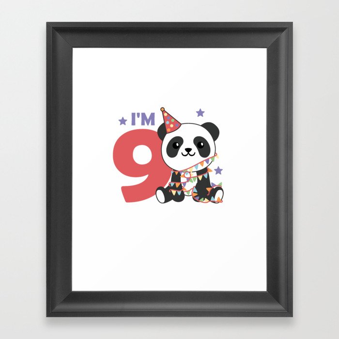 Ninth Birthday Panda For Children 9 Year Framed Art Print