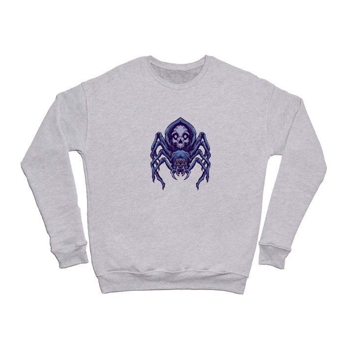 Halloween Black Angry Spider Skull Crewneck Sweatshirt