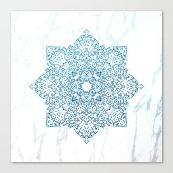 Blue flower mandala - marble Canvas Print