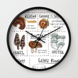 Edible Mushroom Chart Wall Clock
