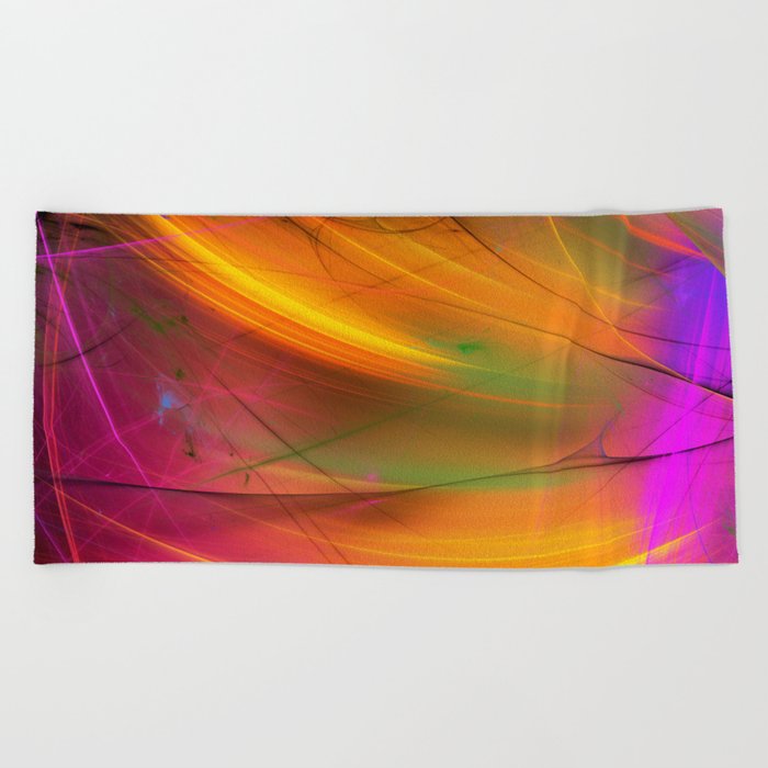 yellow abstract fractal background 3d rendering Beach Towel