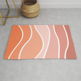 Colorful retro style waves - pink and orange Area & Throw Rug