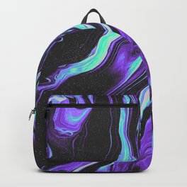 BLACK & BLUE DEVOTION Backpack | Digital, Iridescent, Painting, Holographic, Purple, Minimal, Graphicdesign, Glitch, Oil, Ink 