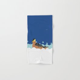 Bird in the Waves - Brown and Blue Hand & Bath Towel