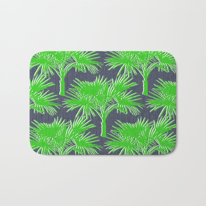 Palm Springs Silhouette Kelly Green on Navy Bath Mat