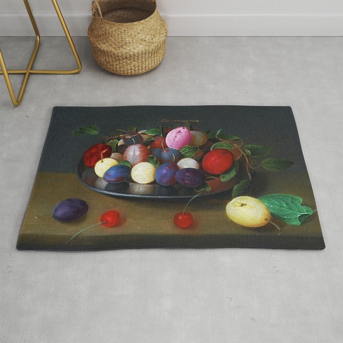 Still Life of Summer Plums on a Plate by Jacob van Hulsdonck Rug