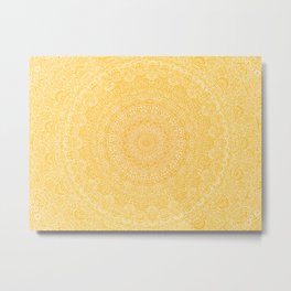 The Most Detailed Intricate Mandala (Mustard Yellow) Maze Zentangle Hand Drawn Popular Trending Metal Print