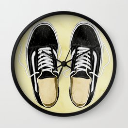  boy's sneakers stayhome Wall Clock | Oldskool, Home, Street Art, Pop Art, Sports, Skool, Foot, Shoes, Skater, Watercolor 