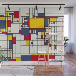 World Map Abstract Mondrian Style Wall Mural