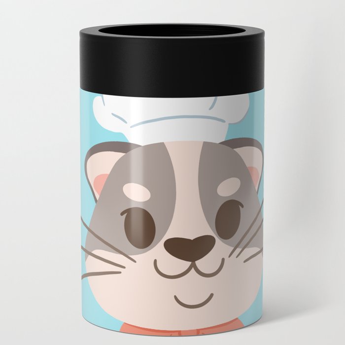 Cut Chef Cat Red Can Cooler