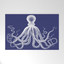 Octopus | Vintage Octopus | Tentacles | Navy Blue and White | Welcome Mat