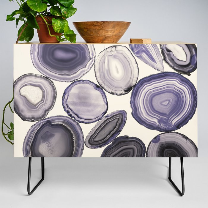 Still Life with Lavender Agate Gems  Credenza