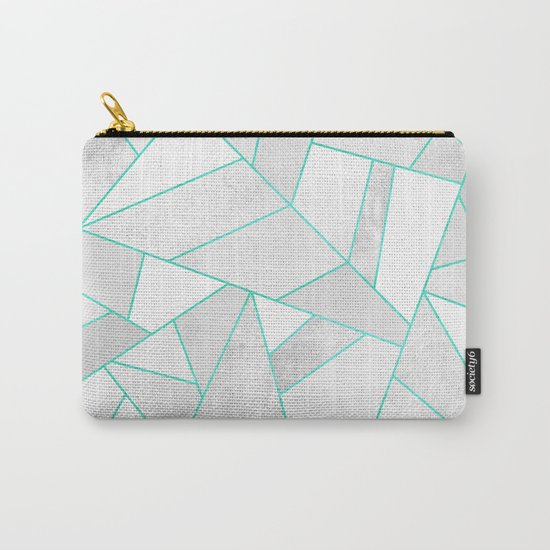 White Stone with Turquoise Lines Carry-All Pouch