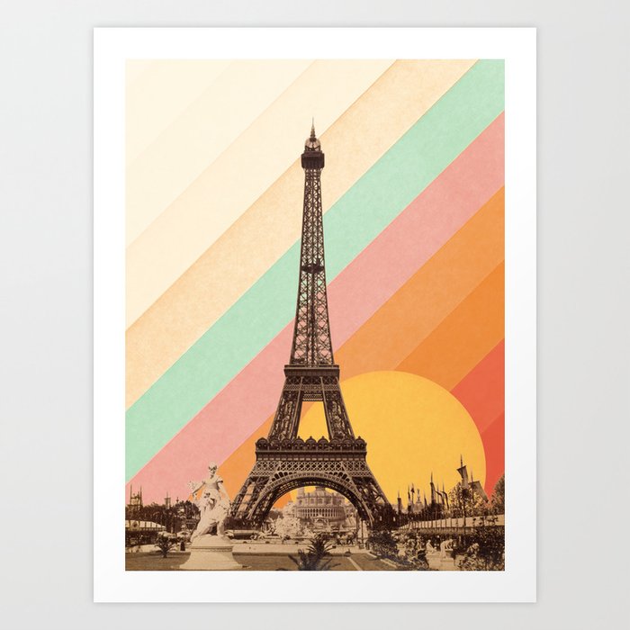 Rainbow Sky Above The Eiffel Tower Art Print