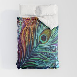 Peacock Feather by Laura Zollar Comforter