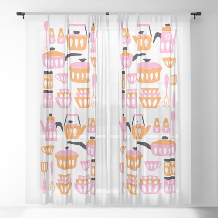 My Midcentury Modern Kitchen In Pink And Tangerine Sheer ...