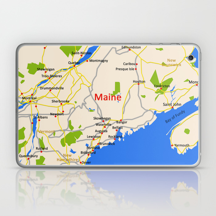 Map Of Maine State Usa Laptop Ipad Skin By Efratul Society6