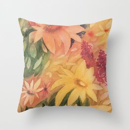 Floral Essence Throw Pillow | Nature, Painting, Watercolor, Spring, Floralessence, Floral, Charlottenicole, Yellow, Flowers, Summer 