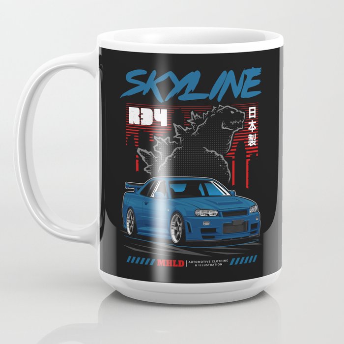 Skyline GT-R Sport Car Illustration Blackout Curtain by mhld automotive