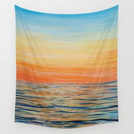 Acrylic Sunset on Ocean Wall Tapestry