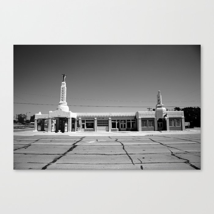 Route 66 - Conoco Tower Station 2012 BW Canvas Print