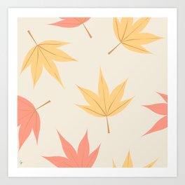 Fallen Japanese Maple Leaf Pattern Art Print