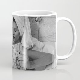 Bath in Milan, Italy, Cold Water Flat, female nude reading black and white art photography- photograph - photographs wall decor Coffee Mug