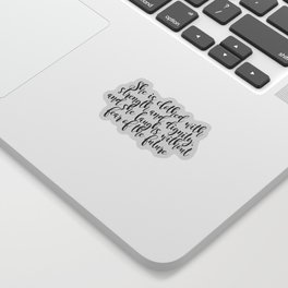 Christian Quote - She is clothed with strength and dignity - Proverbs 31:25 Sticker