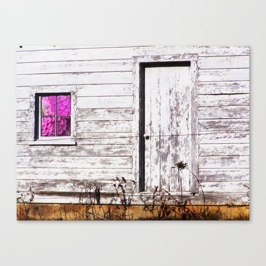 Siler City Barn with Zinnia Canvas Print