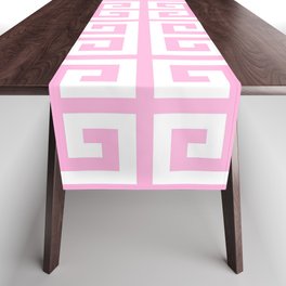 Greek Key (Pink & White Pattern) Table Runner | Pinkandwhite, Graphicdesign, Decoration, Ancient, Mediterranean, Greek, Style, Labyrinth, Keys, Meandros 