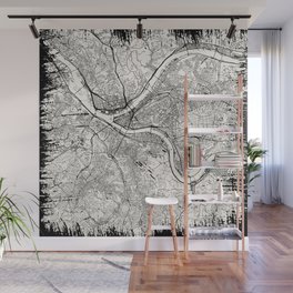Pittsburgh USA - Black and White City Map Wall Mural