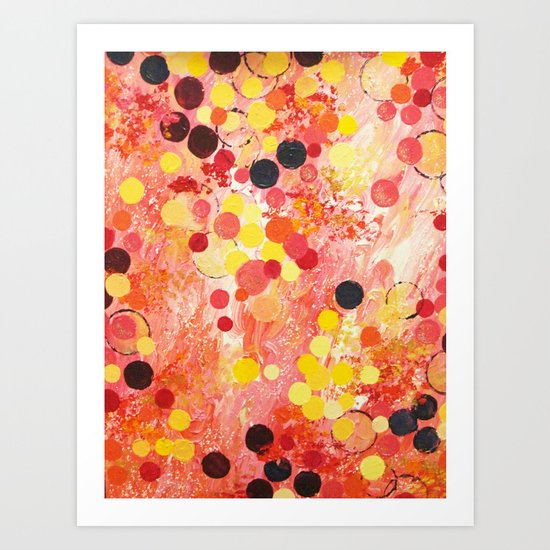 PERSONAL BUBBLE - Hot Pink Bubblegum Pop Fun Whimsical Circles Abstract Acrylic Painting Gift Art Print