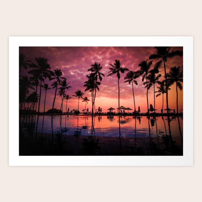 Paradise Sunset Tropical Color Art Print By Nocolordesigns Society6