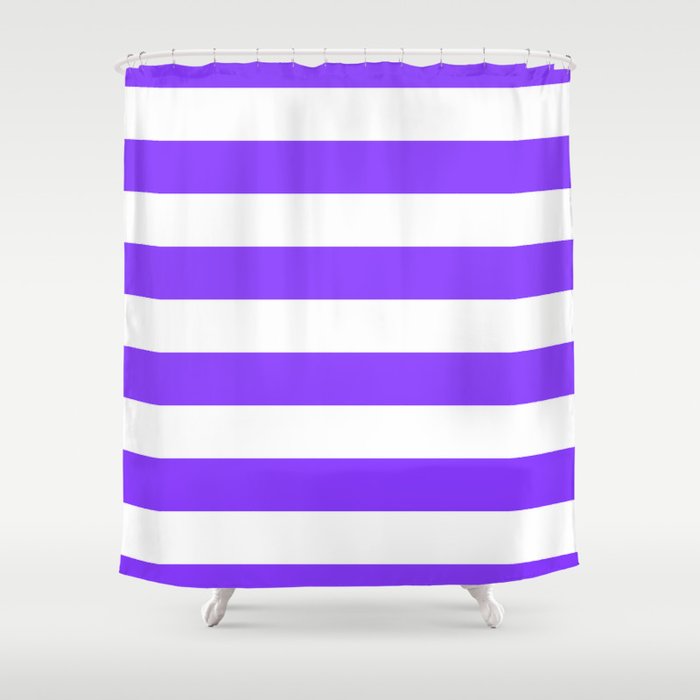 Aztech Purple And White Horizontal Cabana Tent Stripes Shower