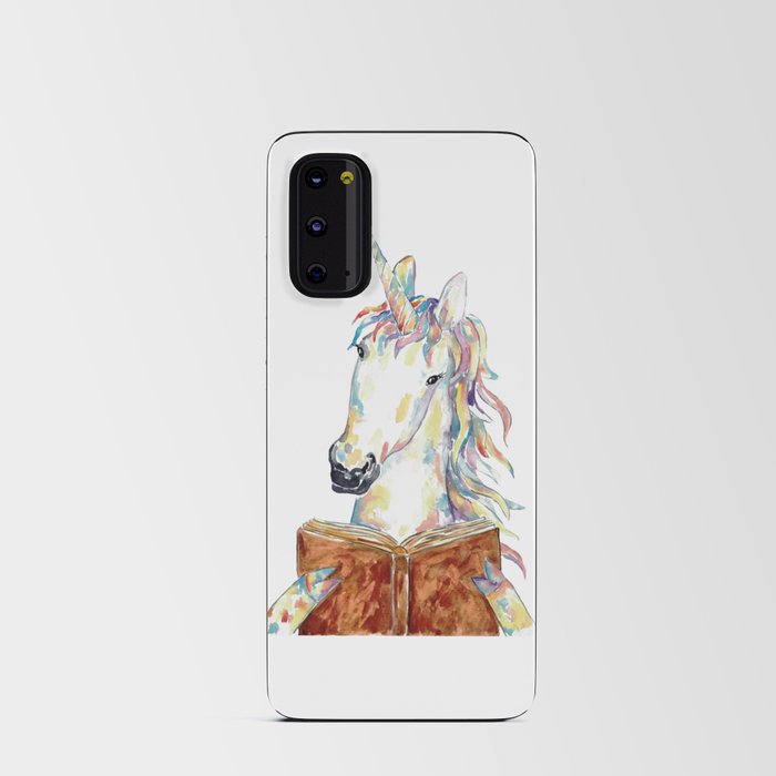 Unicorn reading book watercolor painting Android Card Case