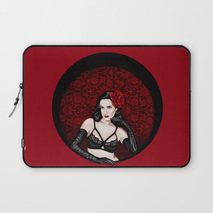 Dita Vintage Pin Up Girl Retro Fetish Red Black Poster Laptop Sleeve