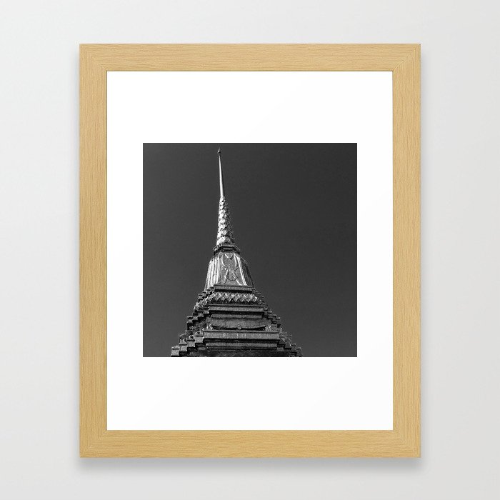 Thai top pagoda ,Balck & white. Framed Art Print
