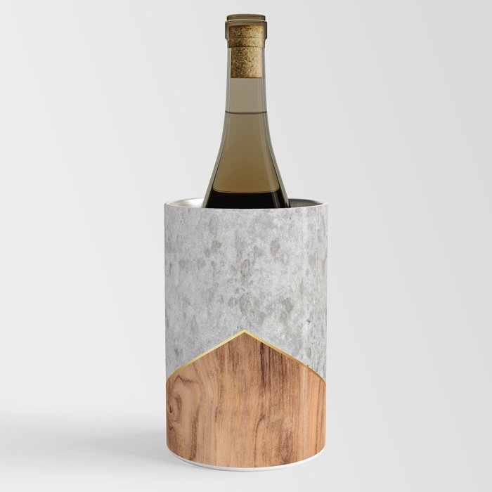 Geometric Concrete Arrow Design Wood 345 Wine Chiller by Natural