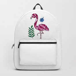 Geometric Flamingo and Hibiscus Flower Backpack | Drawing, Illustration, Hibiscus, Bird, Plant, Flamingo, Tropical, Triangles, Nature, Botanical 