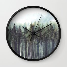 Pine Tree Forest Watercolor Wall Clock