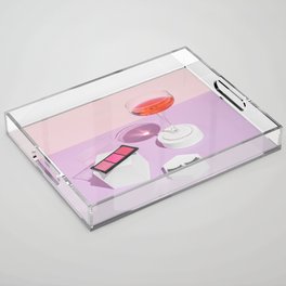 Pastel pink drink and make-up palette Acrylic Tray