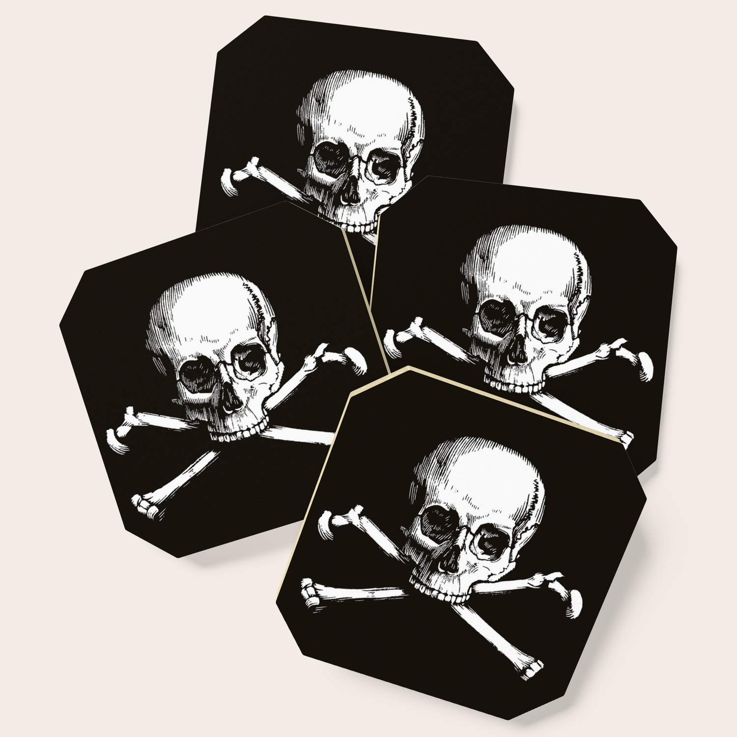 Skull And Crossbones Jolly Roger Pirate Flag Black And White Coaster By Eclectic At Heart Society6