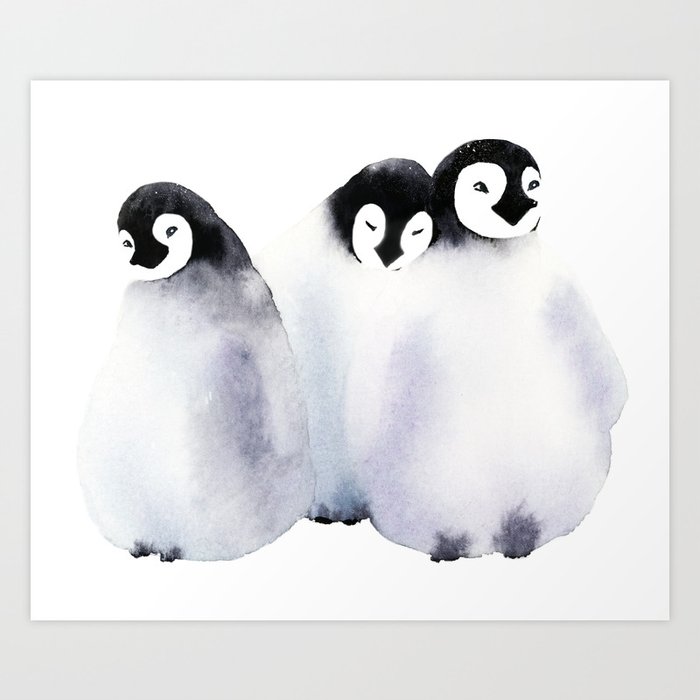 Fluffy Penguins - Baby Animals Art Print