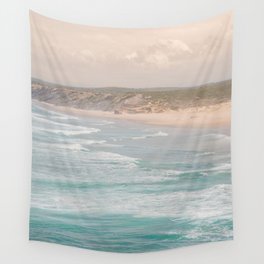 Sunset on Bordeira’s Beach | Pastel Color Beach Photography in Portugal Art Print | Ocean Waves in Color Wall Tapestry