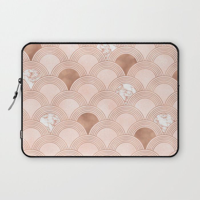 Elegant marble cotton candy fans in rose gold Laptop Sleeve